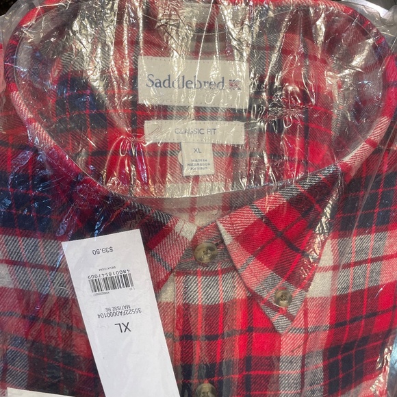 New Saddlebred Men's XL Plaid Flannel Button Down Shirt Red / Blue Long Sleeve - Picture 1 of 6